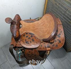 Vintage Easy Rider Action Saddle Tooled Leather Western Horse Saddle