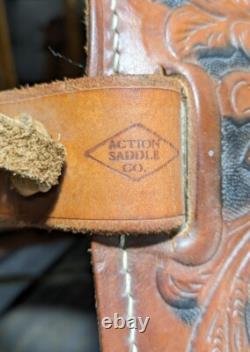 Vintage Easy Rider Action Saddle Tooled Leather Western Horse Saddle