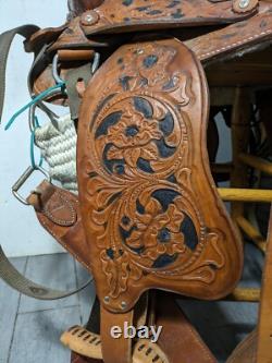 Vintage Easy Rider Action Saddle Tooled Leather Western Horse Saddle