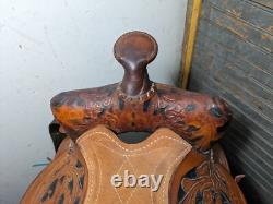 Vintage Easy Rider Action Saddle Tooled Leather Western Horse Saddle