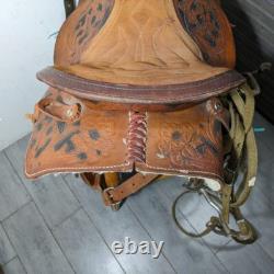 Vintage Easy Rider Action Saddle Tooled Leather Western Horse Saddle