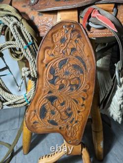 Vintage Easy Rider Action Saddle Tooled Leather Western Horse Saddle