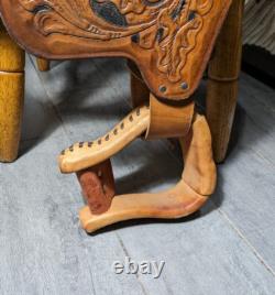 Vintage Easy Rider Action Saddle Tooled Leather Western Horse Saddle