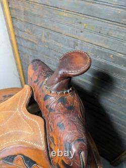 Vintage Easy Rider Action Saddle Tooled Leather Western Horse Saddle