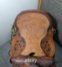 Vintage Easy Rider Action Saddle Tooled Leather Western Horse Saddle