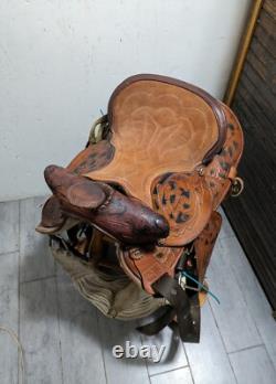 Vintage Easy Rider Action Saddle Tooled Leather Western Horse Saddle