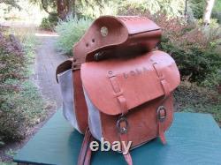 Vintage Frank Finch Albany Oregon Custom Leather Saddlebags Western Saddle Bags