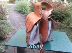 Vintage Frank Finch Albany Oregon Custom Leather Saddlebags Western Saddle Bags