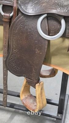 Vintage Frank Vela Saddlery Western Saddle Set with Rack Blanket Bridle