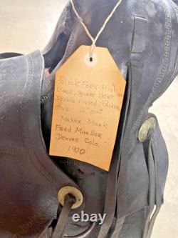 Vintage Fred Mueller Western 16 Seat Saddle -Denver, CO High Back, Packer Style