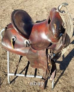 Vintage Fred Mueller Western Saddle Rounded Skirt 14 Seat