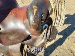 Vintage Fred Mueller Western Saddle Rounded Skirt 14 Seat