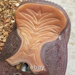 Vintage Full Size Horse Saddle Texas Best Custom Built Brown Leather & Tooled