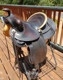 Vintage H. W. Star Saddle 14-inch Rawhide Rim Excellent Condition