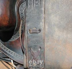 Vintage H. W. Star Saddle 14-inch Rawhide Rim Excellent Condition