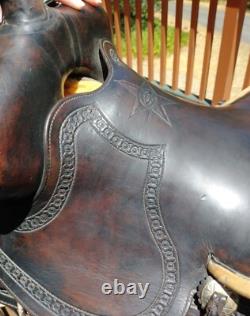 Vintage H. W. Star Saddle 14-inch Rawhide Rim Excellent Condition