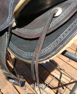 Vintage H. W. Star Saddle 14-inch Rawhide Rim Excellent Condition