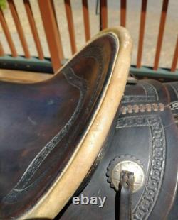 Vintage H. W. Star Saddle 14-inch Rawhide Rim Excellent Condition