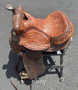 Vintage HEREFORD BROWN TEXTAN YOAKUM 15 WESTERN HORSE SADDLE