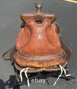 Vintage HEREFORD BROWN TEXTAN YOAKUM 15 WESTERN HORSE SADDLE