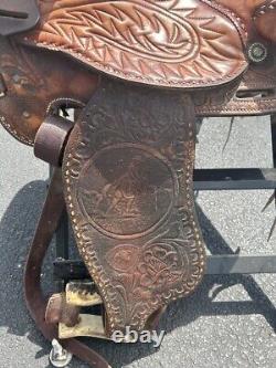 Vintage HEREFORD BROWN TEXTAN YOAKUM 15 WESTERN HORSE SADDLE