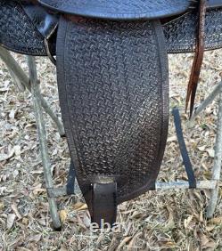 Vintage Hamley Style 14 Western Saddle Full Tooled Leather Rope FOR DECOR ONLY