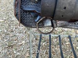 Vintage Hamley Style 14 Western Saddle Full Tooled Leather Rope FOR DECOR ONLY