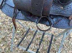 Vintage Hamley Style 14 Western Saddle Full Tooled Leather Rope FOR DECOR ONLY