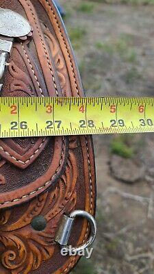 Vintage Hand Tooled Circle Y Western Show Saddle 16in seat