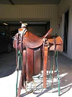 Vintage Handmade Custom Western Saddle 16 seat