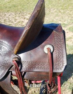 Vintage Heiser Denver Triple H Marking Square Skirt- High Back Western Saddle