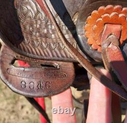 Vintage Heiser Denver Triple H Marking Square Skirt- High Back Western Saddle