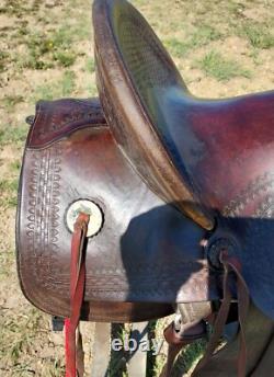 Vintage Heiser Denver Triple H Marking Square Skirt- High Back Western Saddle
