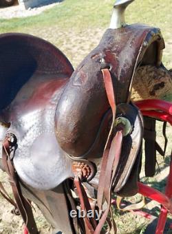 Vintage Heiser Denver Triple H Marking Square Skirt- High Back Western Saddle