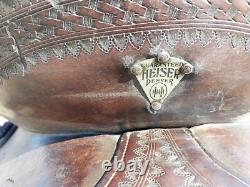 Vintage Heiser Denver Triple H Marking Square Skirt- High Back Western Saddle