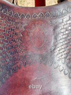 Vintage Heiser Denver Triple H Marking Square Skirt- High Back Western Saddle