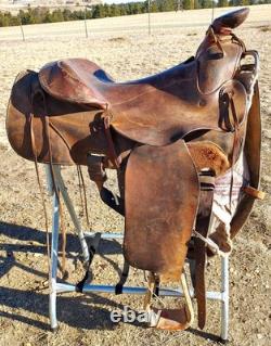 Vintage Heiser Reining Saddle With Slick Fork 15 Seat
