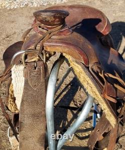 Vintage Heiser Reining Saddle With Slick Fork 15 Seat