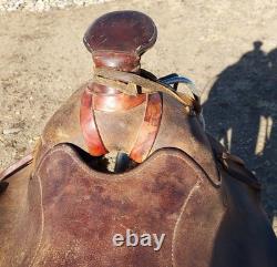 Vintage Heiser Reining Saddle With Slick Fork 15 Seat