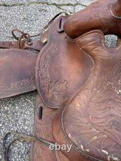 Vintage Hereford Tex Tan 15 Leather Horse Saddle