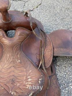 Vintage Hereford Tex Tan 15 Leather Horse Saddle