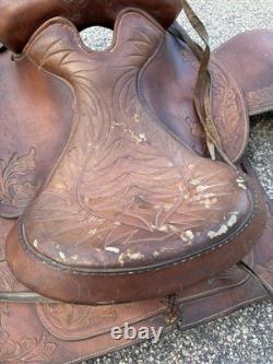 Vintage Hereford Tex Tan 15 Leather Horse Saddle