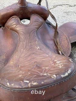 Vintage Hereford Tex Tan 15 Leather Horse Saddle