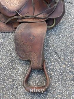 Vintage Hereford Tex Tan 15 Leather Horse Saddle