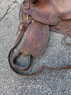 Vintage Hereford Tex Tan 15 Leather Horse Saddle