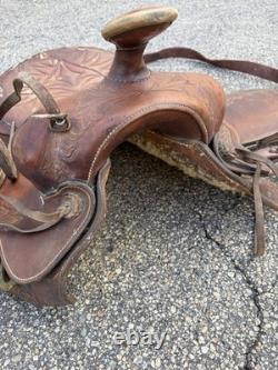 Vintage Hereford Tex Tan 15 Leather Horse Saddle