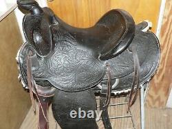 Vintage Hereford Tex Tan Black Leather 14 Western Saddle