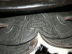 Vintage Hereford Tex Tan Black Leather 14 Western Saddle