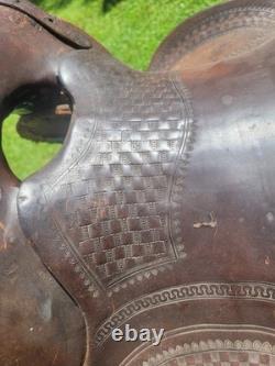 Vintage High Back/Square Skirt Western Saddle Unmarked