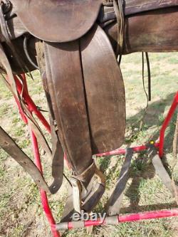Vintage High Back/Square Skirt Western Saddle Unmarked 13½ Seat